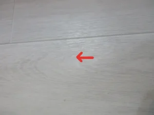 補修後のクッションフロアのキズの様子