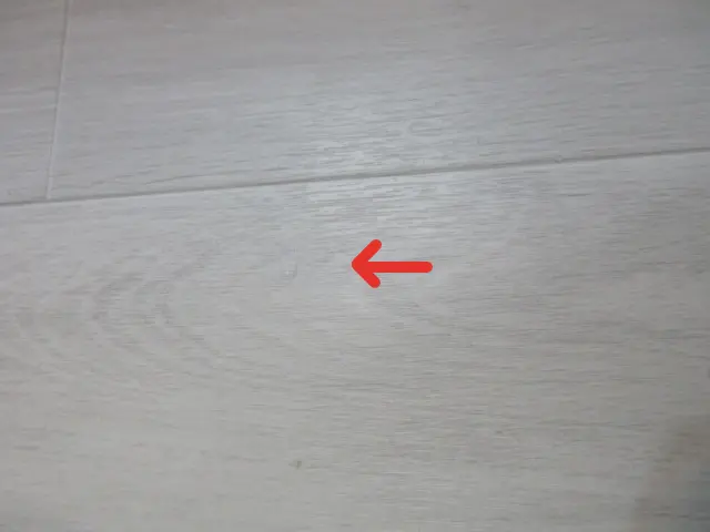 補修後のクッションフロアのキズの様子