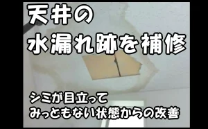 「天井の水漏れ跡を補修｜シミが目立ってみっともない状態からの改善」のアイキャッチ画像